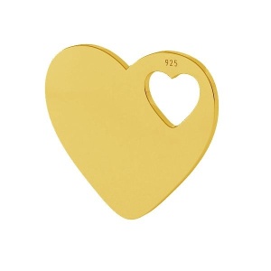 Colgante de corazón de plata de ley 925 bañado en oro