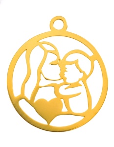 colgante oro 14k au585 madre y niño - Img 2