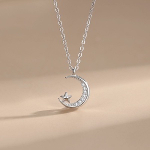 collar 40,5 cm plata de ley 925 rodiado luna  - Img 4
