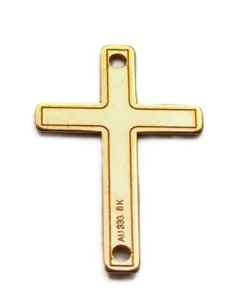 Cross connector, 8K gold 18K-plated, 15 mm
