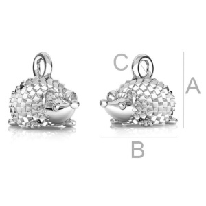 Hedgehog pendant, 925 sterling silver, 10.5 mm - Img 2
