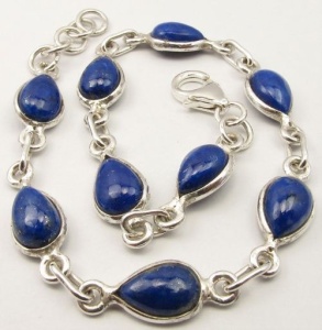 Lapis lazuli bracelet, 925 silver, 21.2 cm