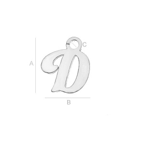 Letra D de plata de ley 925, 9,5 mm