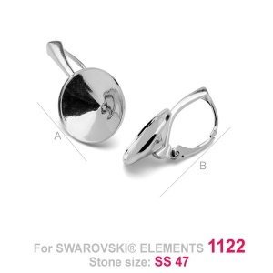 Leverback argint 925 Swarovski 1122 10 mm, 22 mm