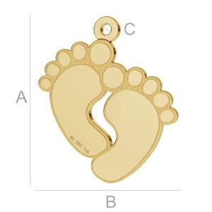 Pandant tălpi aur 14K placat 18K, 19 x 16 mm - Img 2