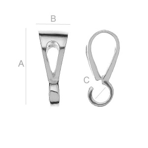 Pendant bail, 925 sterling silver, 11.5 x 4.6 mm