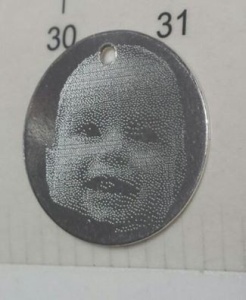 Photo-engraved disc, 925 sterling silver, 21 mm