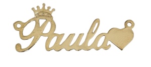 placa con nombre paula plata 925 chapada en oro