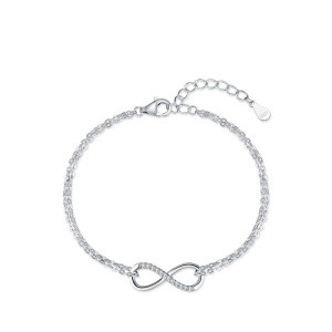 rhodium plated sterling silver bracelet infinity 15+3 cm