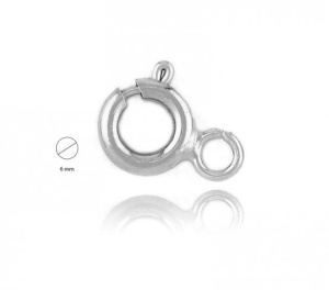 Spring ring clasp, 925 sterling silver, 6 mm