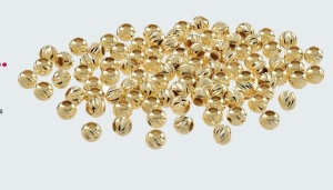 14k slash gold ball 2.5 mm, 0.03 grams, 1.2 mm hole - Img 2