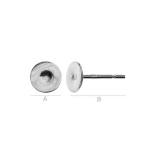 925 silver ear post with 6 mm flat pad - Img 2