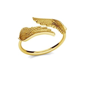 anillo base plata 925 chapado en oro alas