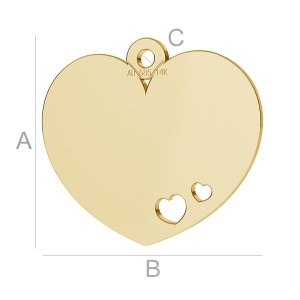 au585 colgante corazón de oro de 14k bañado en oro de 24 k