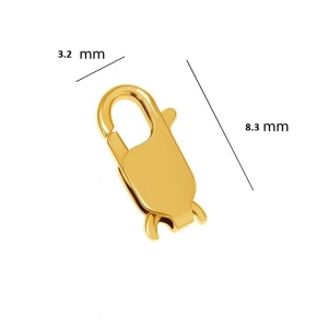 Carabina de plata 925 bañada en oro de 8,3 x 3,2 mm - Img 2
