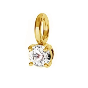 colgante de plata de ley dorada, circonita redonda 3 mm