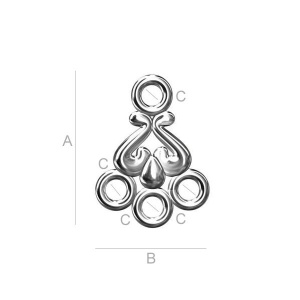 Conector plata de ley 925, 11,3 x 8,4 mm