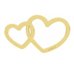 Corazones dobles de oro de 14 quilates au 585 - chapado en oro de 18 quilates