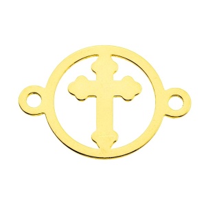 Cruz de eslabones chapada en oro de 14 quilates y oro de 18 quilates  - Img 2
