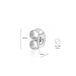 Earring back, 925 sterling silver, 4 x 4.9 mm - Img 3