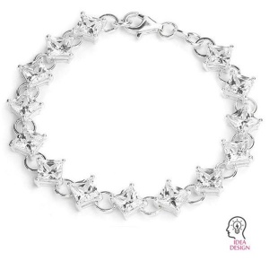 Element with crystal, 925 silver, 9.1 x 8 mm - Img 4