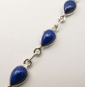 Lapis lazuli bracelet, 925 silver, 21.2 cm - Img 2
