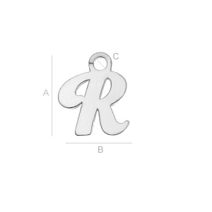 Letter R, 925 sterling silver, 9.2 mm