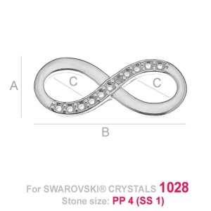 Link infinit, argint 925 pentru swarovski 1028 pp4 (ss1) - Img 2