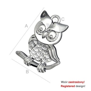 Owl pendant, 925 sterling silver, 16.5 mm