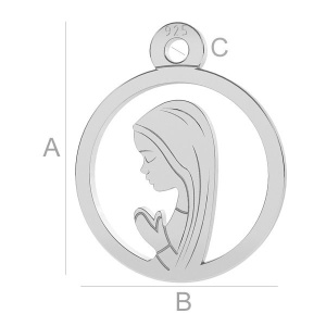 Pendant, 925 sterling silver, 13 x 11 mm