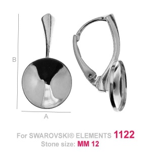 tortita, argint 925 12,7x 24,3 mm pentru swarovski 1122 12 mm - Img 1