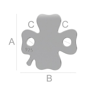 trifoi, argint 925 placat cu rodiu alb 11 mm - Img 1