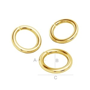 zale, argint925 placat cu aur A0,70 mm B3,00 mm C4,40 mm - Img 1