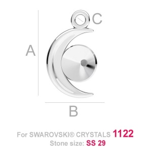 6 mm rivoli setting, 925 sterling silver, 16 mm