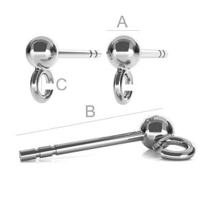 925 silver earring post, 10 x 3 mm