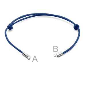 Adjustable blue silk bracelet, 925 silver - Img 2