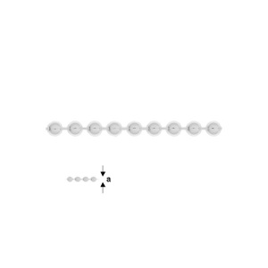 Cadena con bolas por metros plata 925, 2,2 mm, 0,5 m