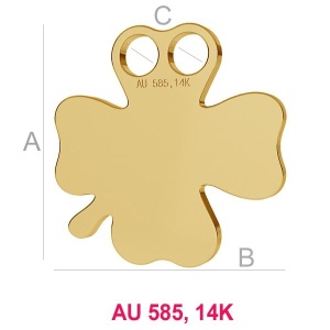 clover A12.00 mm B12.00 mm C2.50 mm, AU-585 Gold, 14K gold-plated 24 k gold  - Img 1