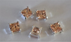 Connector with topaz zircon, 925 silver, 7.65 mm
