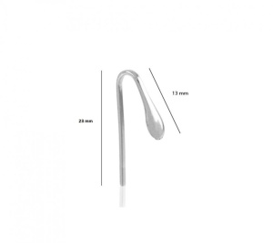 Earring hook, 925 sterling silver, 22 x 13 mm