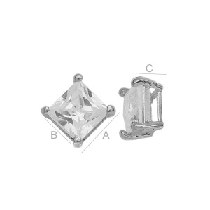 Elemento de plata 925 con circón 6x6