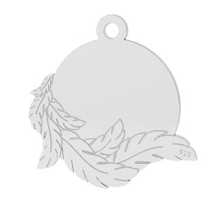 Leaf coin charm, 925 silver, 18.2 mm - Img 2