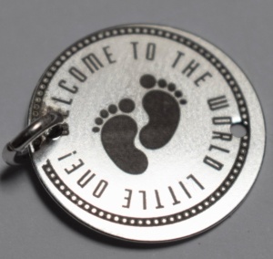 New Baby engraved disc, 925 silver, 16 mm - Img 2