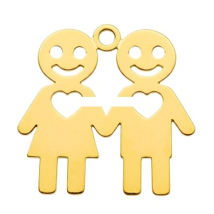 pandant fata baiat aur 14k placat cu aur de 18k - Img 2