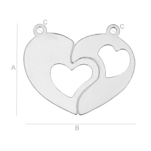 Pandant inimă dublă argint 925, 22 mm