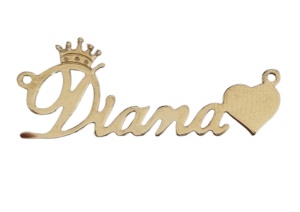 placa con nombre plata 925 chapada en oro diana
