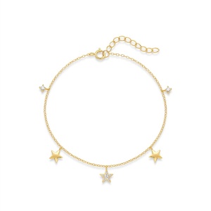 pulsera de plata 925 bañada en oro17 +3 cm