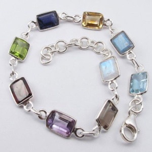 Pulsera plata de ley 925 Multistone, 21,2 cm
