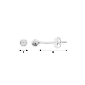 Tijă cu bilă 3 mm argint 925, pereche cu cheițe - Img 2