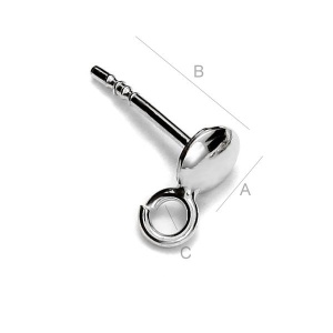 Tortiță cu tijă argint 925, 4,5 x 10 mm